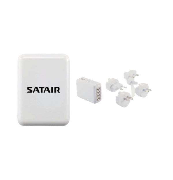 Satair: White Travel Adapter Set